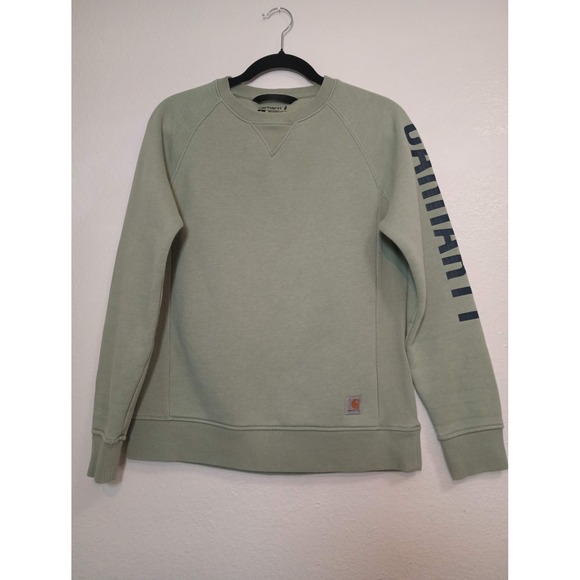 Carhartt Tops - Carhartt Womens Relaxed Fit Sage Green Graphic Sleeve Sweatshirt Small S 4-6